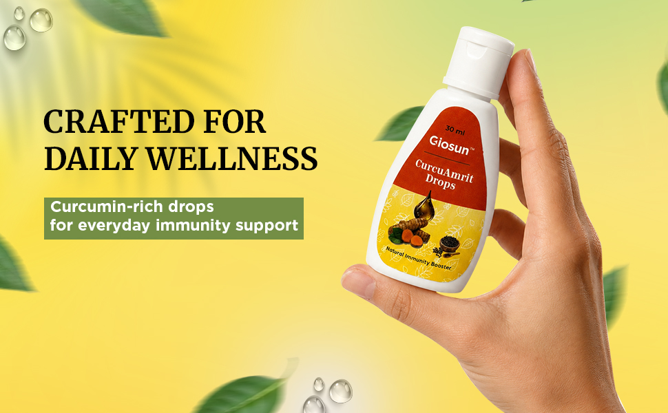 Giosun CurcuAmrit Drops | Curcumin-Rich Ayurvedic Wellness| Natural Immunity Support | Rich Antioxidant Support | Enhanced Absorption with Maricha | Herbal Daily Wellness Drops | 30ml