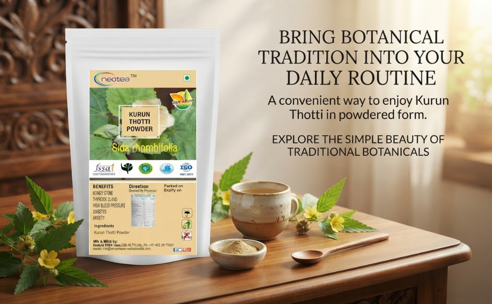 Neotea Kurunthotti Powder | Chitaamuttie Kharinta Chittuharalu | Sida Cordifolia Powder | Country Mallow Dried Root | Pure & Natural Bala Powder | Khareti Badiyalaka | Joint & Muscle Health | Boosts Energy & Immunity | Skin & Respiratory Support | Digestive & Reproductive Wellness 500GM pack of 1