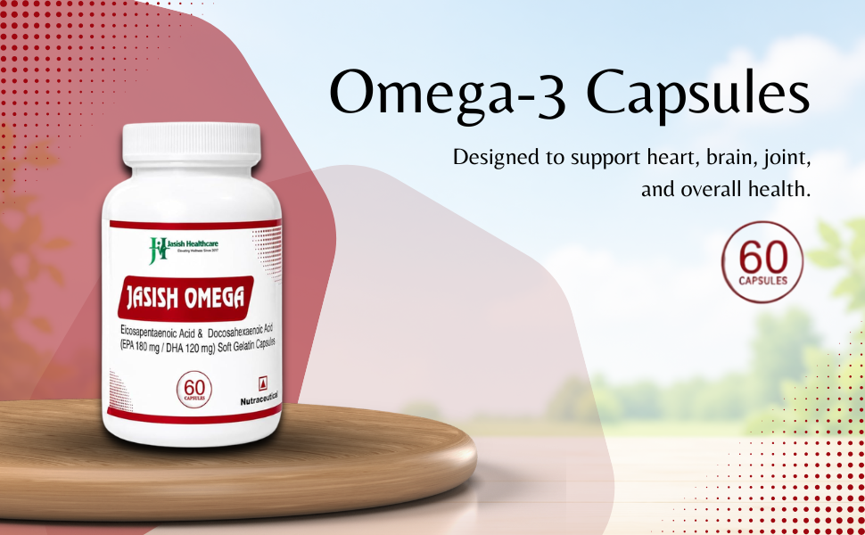 Omega-3 Capsules | Balanced Formulation 180 EPA & 120 DHA | Supplement for Heart Health, Brain Function & Eye Support | Easy-to-consume Softgels | Clinically-Graded Fatty Acids | 60 Capsules