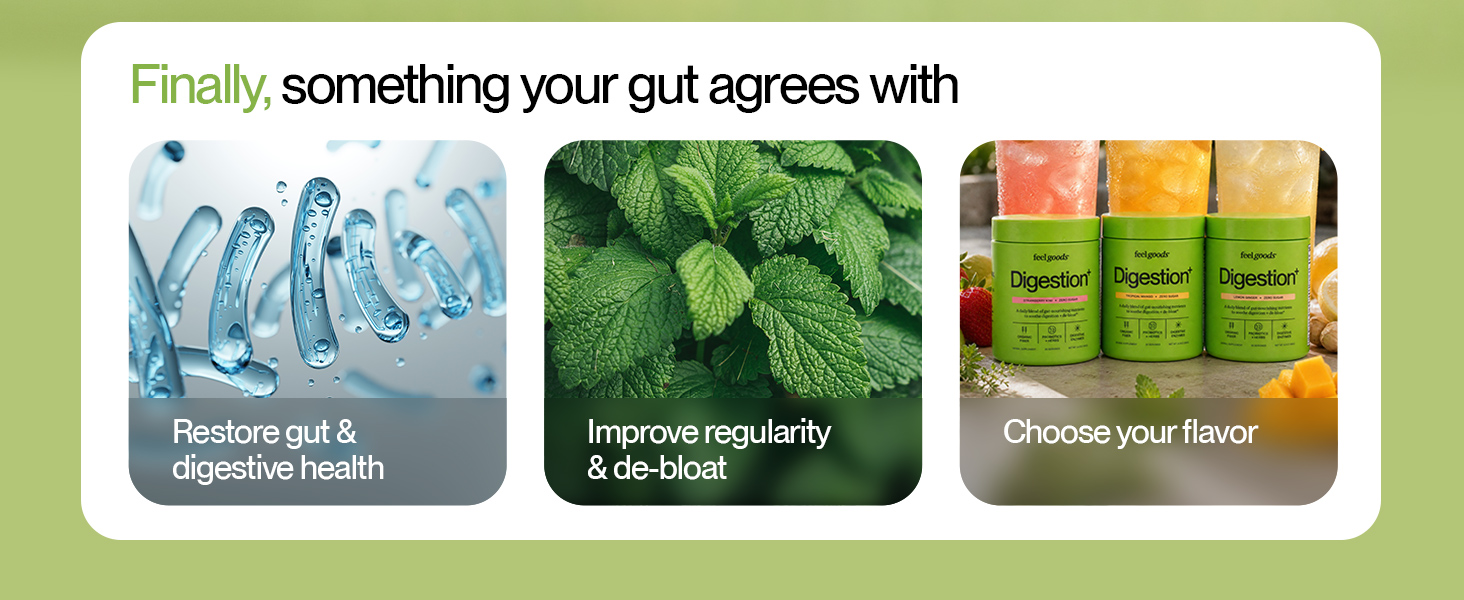 Feel Goods Digestion+ Gut Health Organic Fiber & Probiotic Powder Drink Mix