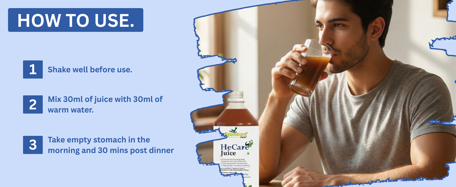 Ayumcure HeCare Juice 1L | Ayurvedic Herbal Wellness Juice for Men | Supports Energy & Vitality | With Ashwagandha, Shilajit, Safed Musli & Gokshura | Natural Herbal Tonic | No Added Sugar
