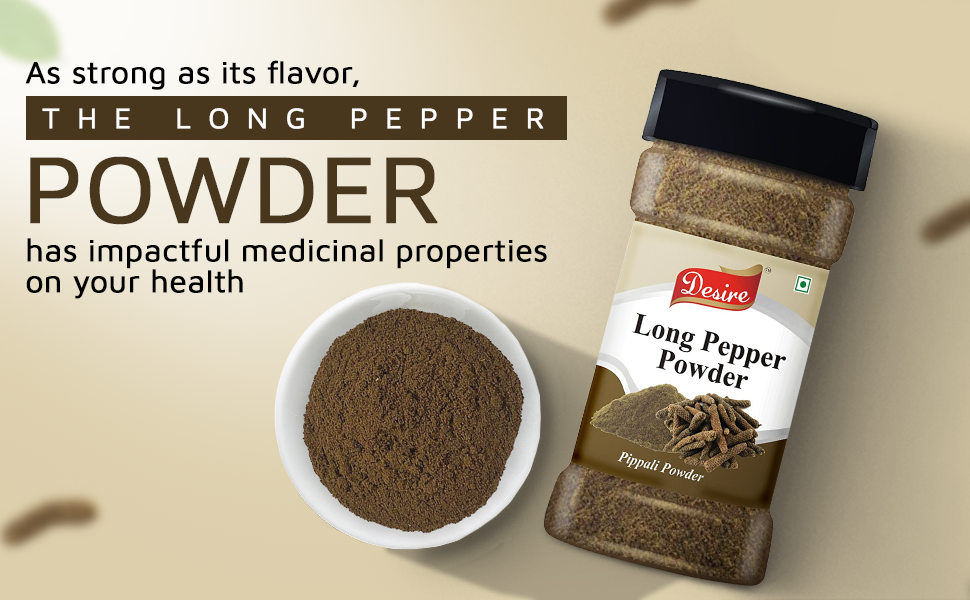 Desire Long Pepper Powder - 100g | Authentic Spice from India | Ideal for Cooking, Seasoning, and Ayurvedic Use | Non-GMO, Gluten-Free (Natural Pippali Powder)