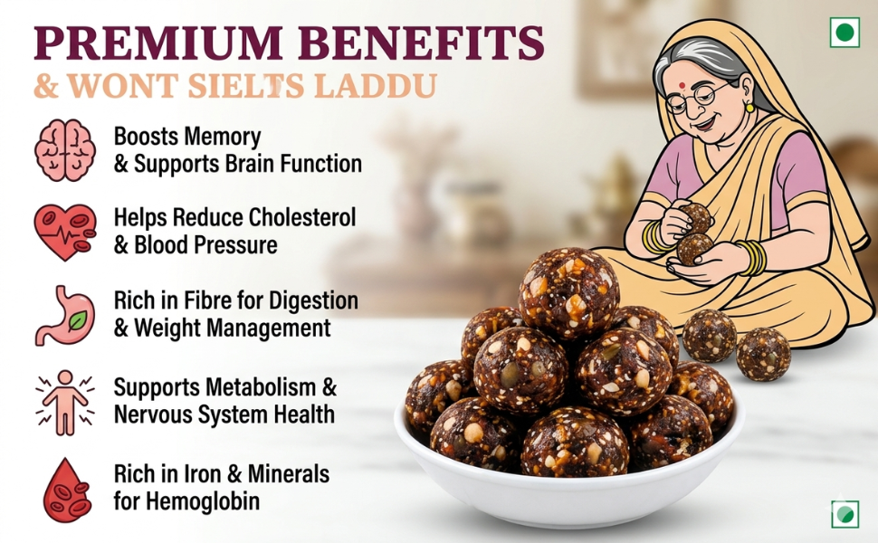 Khajoor Nuts & Seeds Laddu with Almonds, Cashew, PumpkinSeeds, WatermelonSeeds, SunflowerSeeds & Kishmish | Healthy Sugar-Free Energy Bites & Dry Fruit Ladoo (180g)