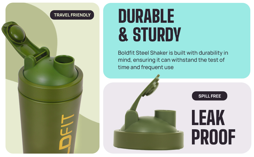 Boldfit Stainless Steel Gym Shaker Bottle Shaker Bottles for Protein Shake 100% Leakproof Guarantee Protein Shaker Sipper Bottle Pre Workout Steel Shaker With Measurement 700 ml