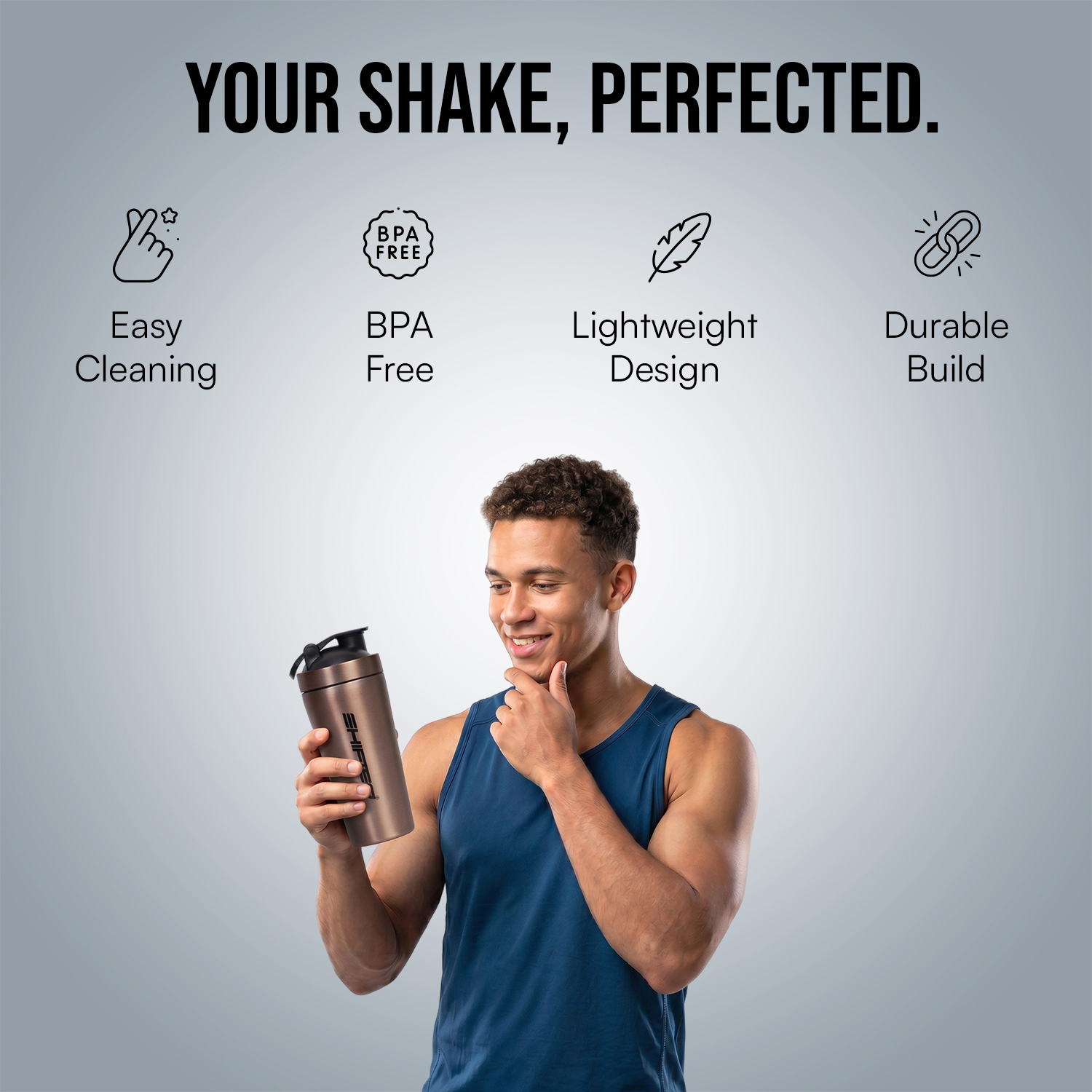 Shifter Stainless Steel Gym Shaker Bottle 750ml | Protein Shaker with Mixer Ball | Leakproof Metal Blender Bottle| Gym, Fitness, Workout, Sports Water Bottle for Men & Women (WHITE)