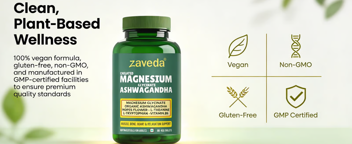 Magnesium Glycinate Ashwagandha Tablets, 60 VegTablets
