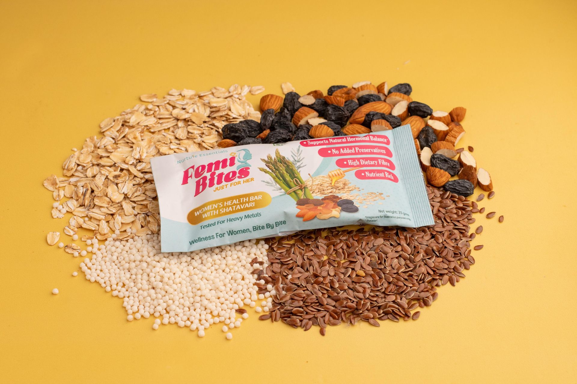 Femi Bites| Women’s Multivitamin Bar With Shatavari |Nutrient Rich |High Dietary Fiber| No Added Preservatives | Net Weight- 175 |100% Natural “Wellness for Women, Bite By Bite” (Pack of 7)