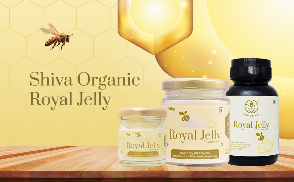 Shiva Organic Royal Jelly Powder 10g - Freeze Dry 10-HDA:6% I Immune Booster I High Minerals & Vitamins I Fertility Booster I Equivalent to 30g Fresh Royal Jelly
