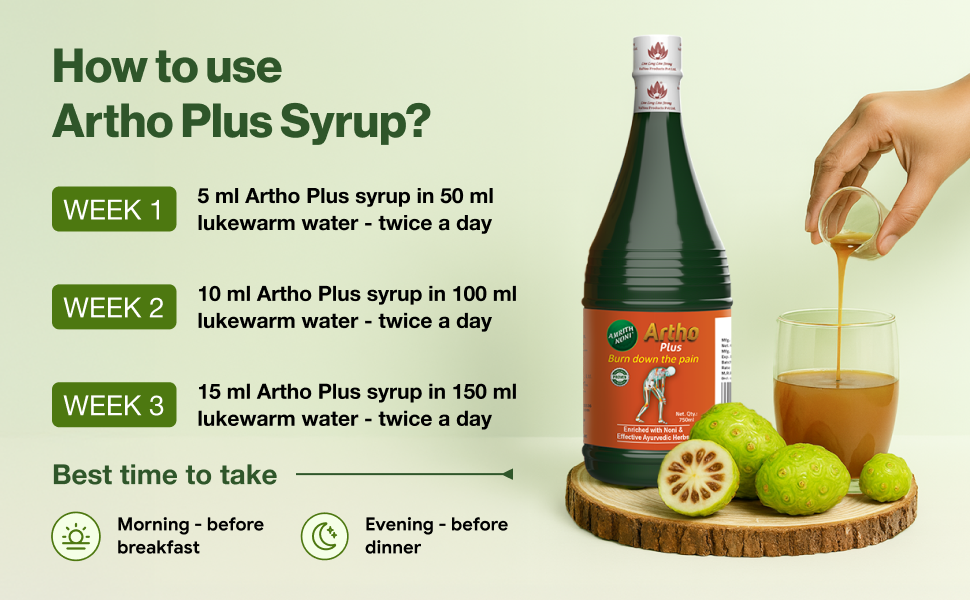 Amrith Noni Artho Plus Juice 750ml | Ayurvedic Joint Pain Relief | 13-Herb Anti-Inflammatory Formula | For Knee Pain, Arthritis, Back Pain & Stiffness | No Added Sugar