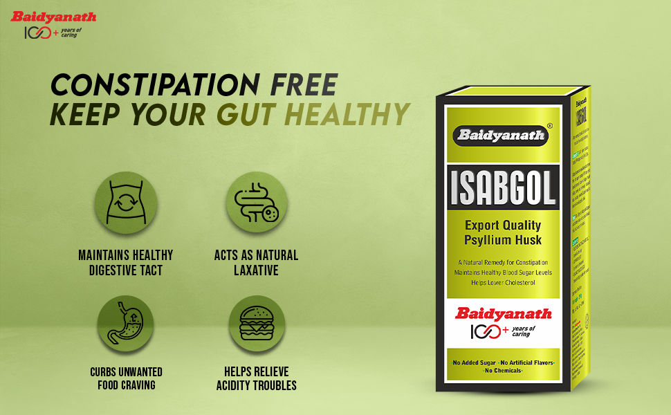 Baidyanath Isabgol Psyllium Husk Powder | Natural Fibre Supplement for Constipation Relief & Digestion | Gluten-Free Herbal Laxative | Pack of 200g - Pack of 2