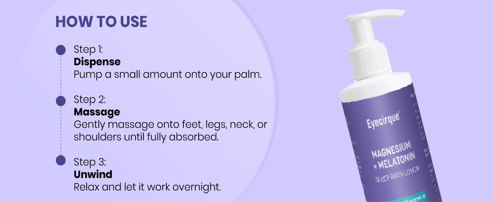 Eyecirque Magnesium Body Lotion with Melatonin & Lavender for Sleep, Muscle Pain & Leg Cramps | Fast Absorption for Feet, Legs & Night Recovery | Relaxation & Pain Relief Body Lotion 100ml
