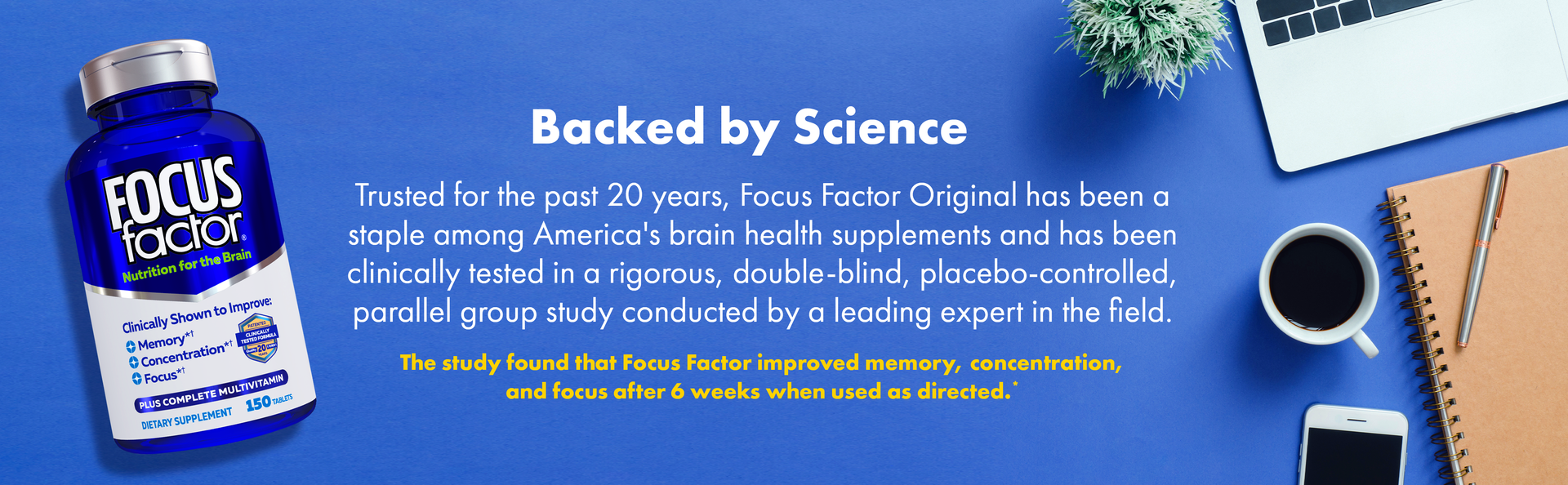 Focus Factor Nutrition for The Brain, Improved Memory & Concentration Brain Supplement, Complete Multivitamin with Vitamins B6, B12, D, Bacopa Monnieri & Tyrosine, 150 Count (Pack of 2)