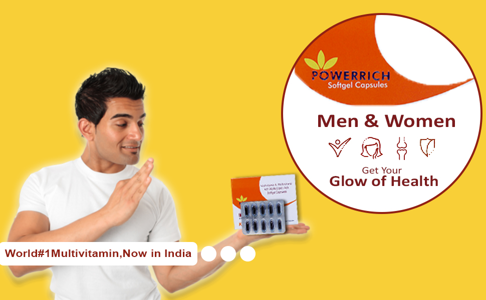 Multivitamin & Multiminerals Softgel Capsules Vitamin C, Vitamin D, Vitamin B, Zinc, Supports Immunity and Growth Health for Men and Women(Pack of 3) 30 Caps