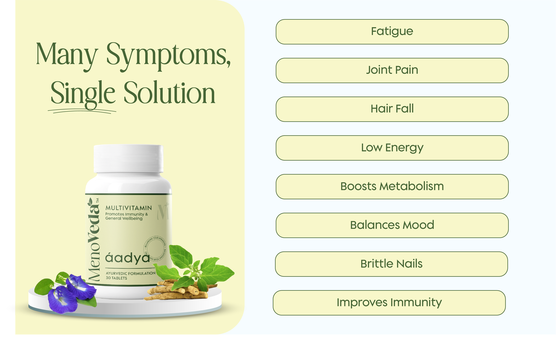 Menoveda Aadya Multivitamin for Women -30 Tablets (Pack of 3) Ayurvedic Multi Vitamin Supplement for Immunity, Energy & Hormone Balance | Daily Women’s Vitamins for General Wellbeing | Herbal Nutritional Support