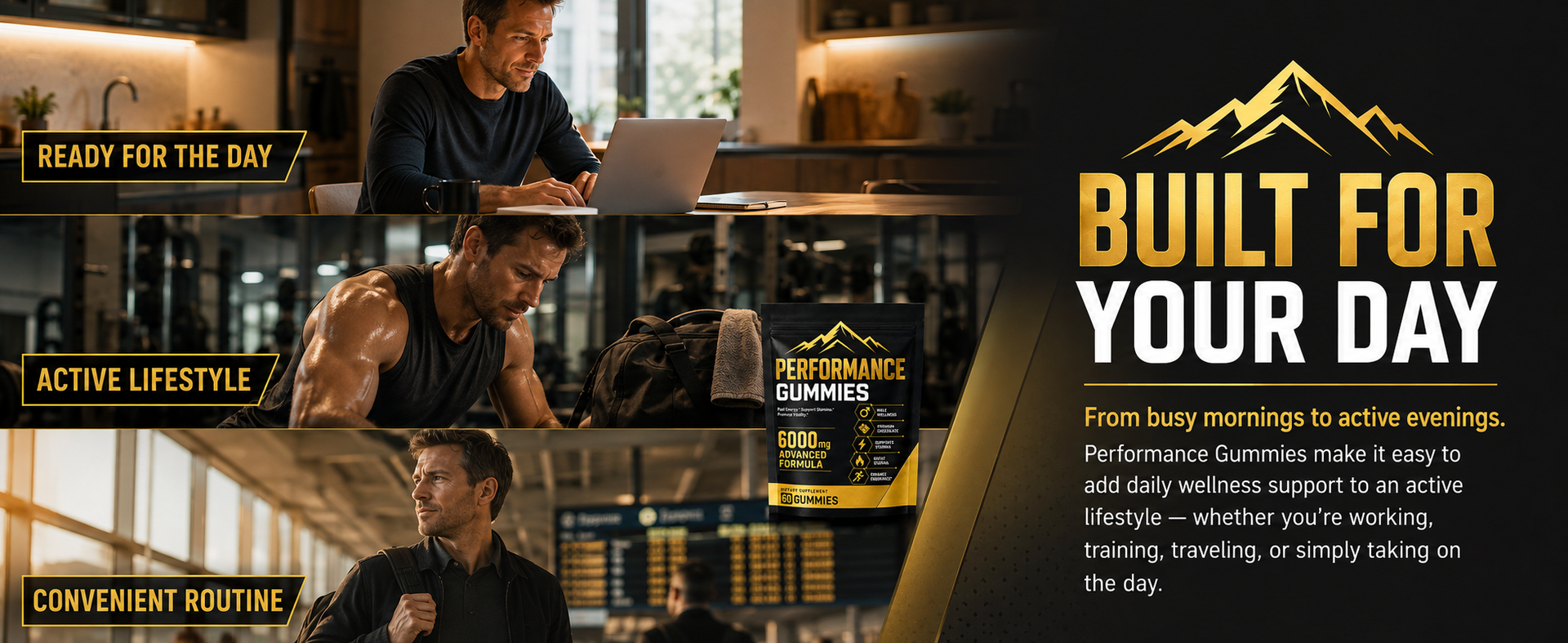 Performance Gummies, 6000mg Advanced Formula with Shilajit, Maca, Ashwagandha, Panax Ginseng, Saffron & L-Arginine, Energy, Stamina & Vitality Support, Chocolate Flavor, 60 Count