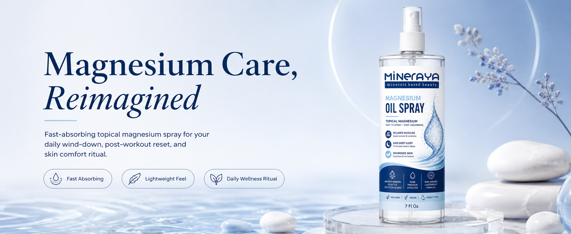 Magnesium Oil Spray. Topical Magnesium Chloride for Muscles Pain & Joints stiffness. Promotes Better Sleep & Muscle Recovery. Quick Absorbing, Non Greasy - 200ml