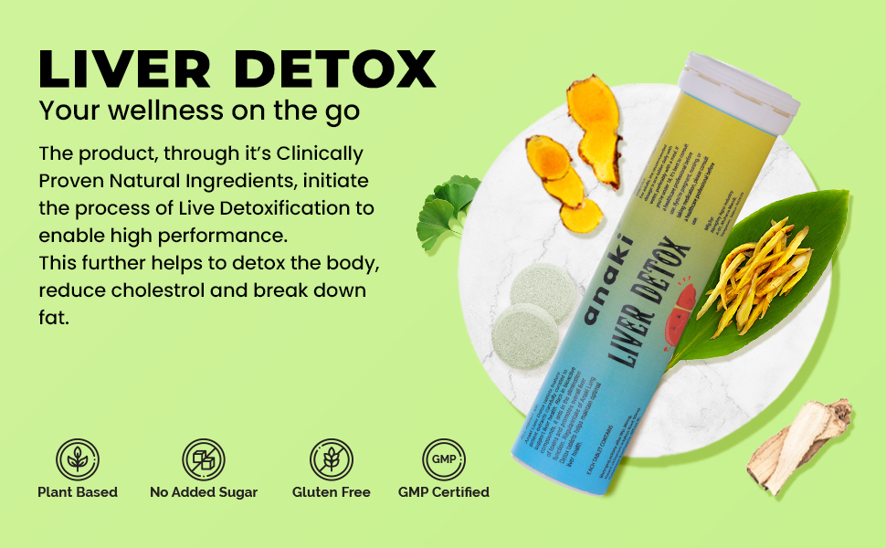 Anaki Liver Detox Effervescent |Tablets Fizzy Water with 10 Ayurvedic Herbs | Clinically Researched Therapeutic Ingredients | Drop, Dissolve, Fizz, Drink (Pack of 1)