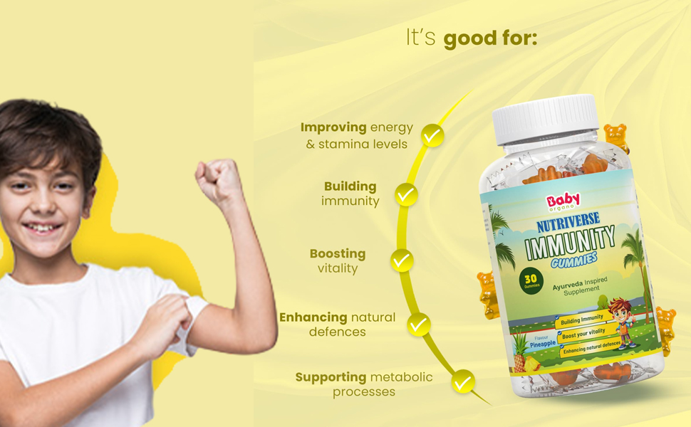 BabyOrgano® Nutriverse Eye Care Gummies for Kids (2-15 Years) – Sharper Vision and Healthy Eyes with Natural Ingredients - New Launch (Eye care gummies + immunity gummies)