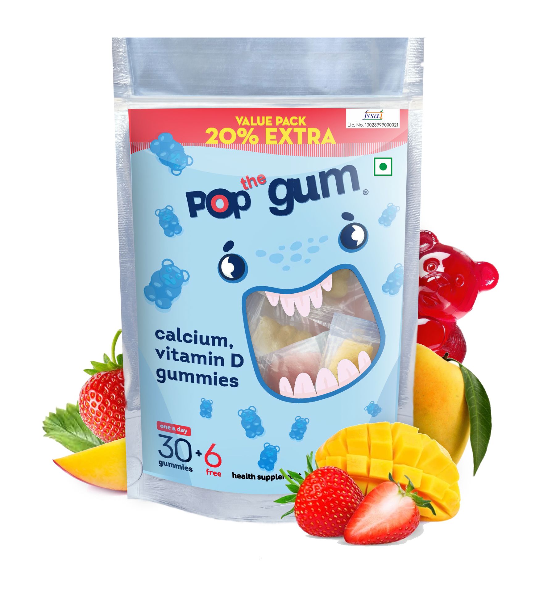 The Pop Gum Family Multivitamin Gummies (Kids & Adults) | Daily Nutritional Support with Vitamin C, D, E, B12, Zinc & Magnesium | Allergen Friendly, Milk & Gluten Free | 36 Gummies Pack