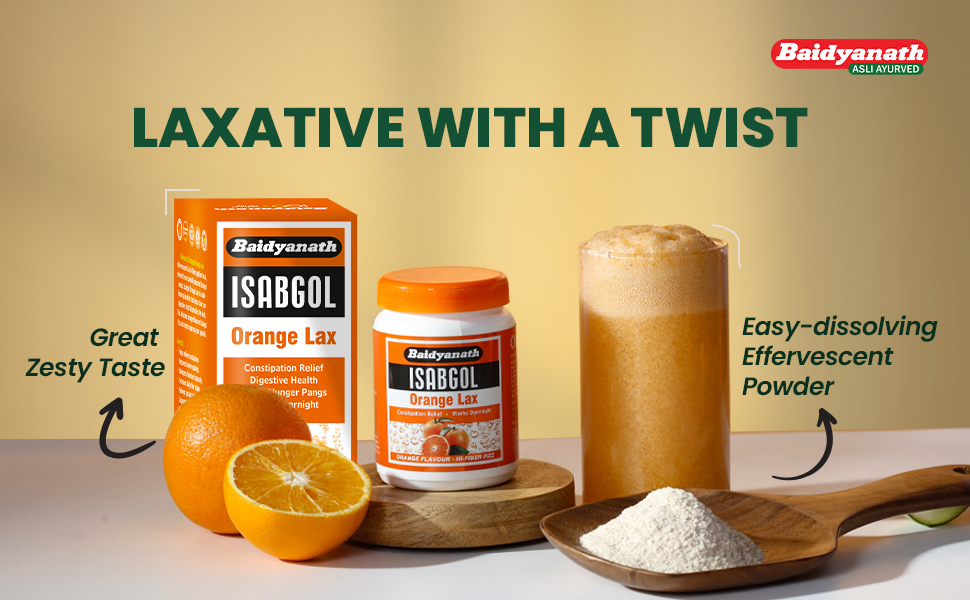 Baidyanath Isabgol Orange Lax - 250 gm (Pack of 2) | Isabgol Husk | Psyllium husk | Natural Constipation Relief |