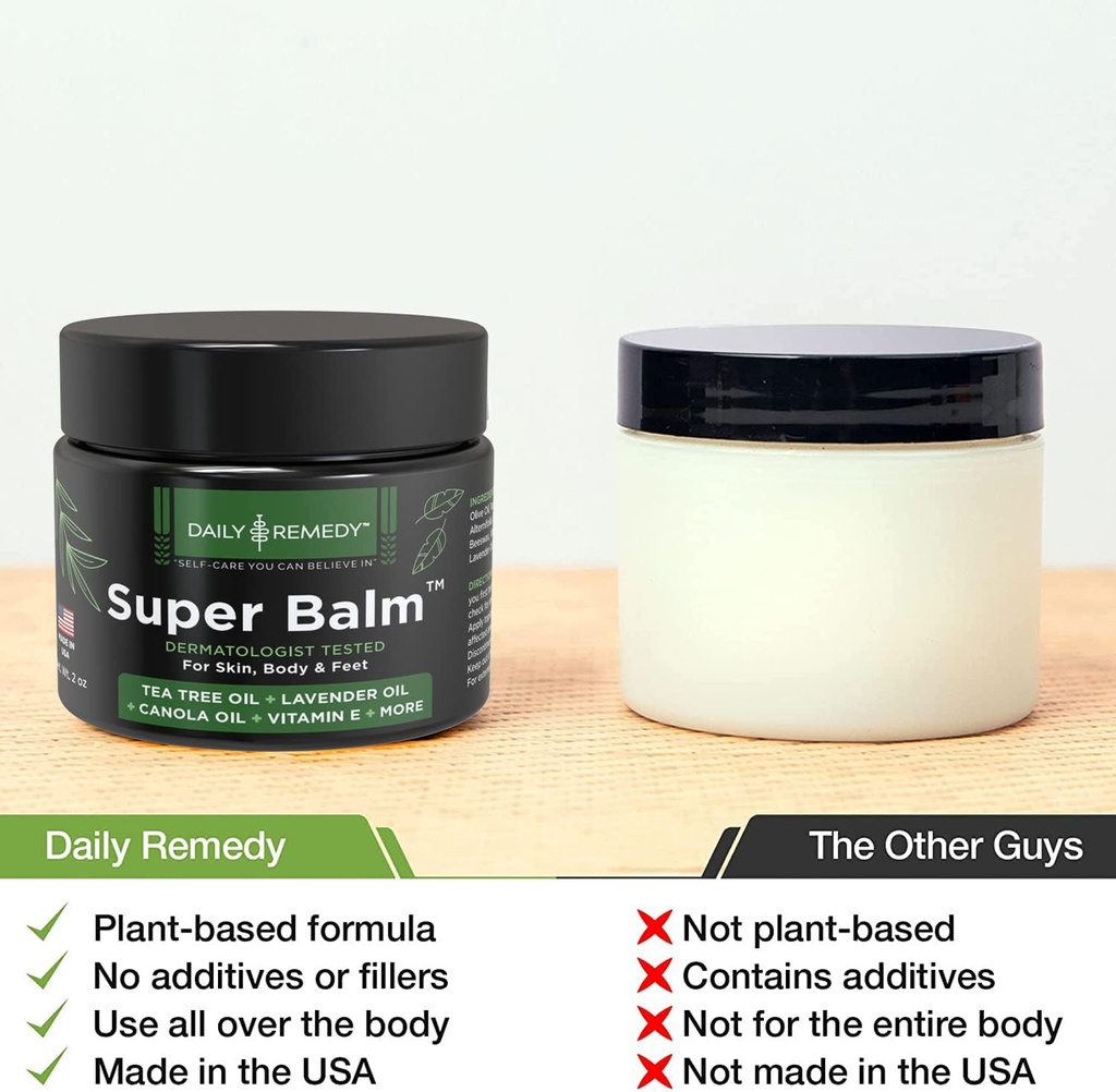 DAILY REMEDY Tea Tree Oil Extra Strength Super Balm - Athletes Foot Cream Combats Ringworm, Jock Itch, Nail Issues - Nourishes Cracked Itchy Skin on Body & Feet - Made in USA (2 Pack) 6