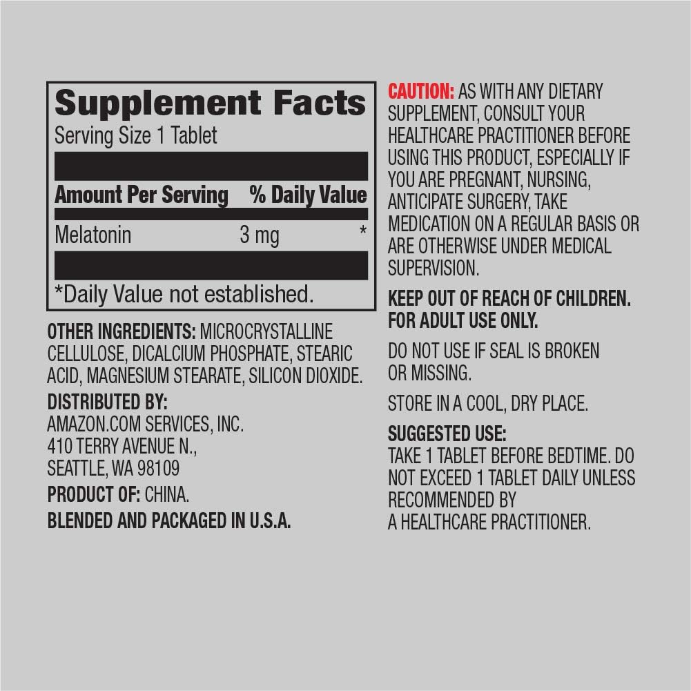 Elements Melatonin 3mg, Helps with Occasional sleeplessness, Vegan, Unflavored, 260 Tablets, 8 Month Supply (Packaging May Vary) (Pack of 3) 3