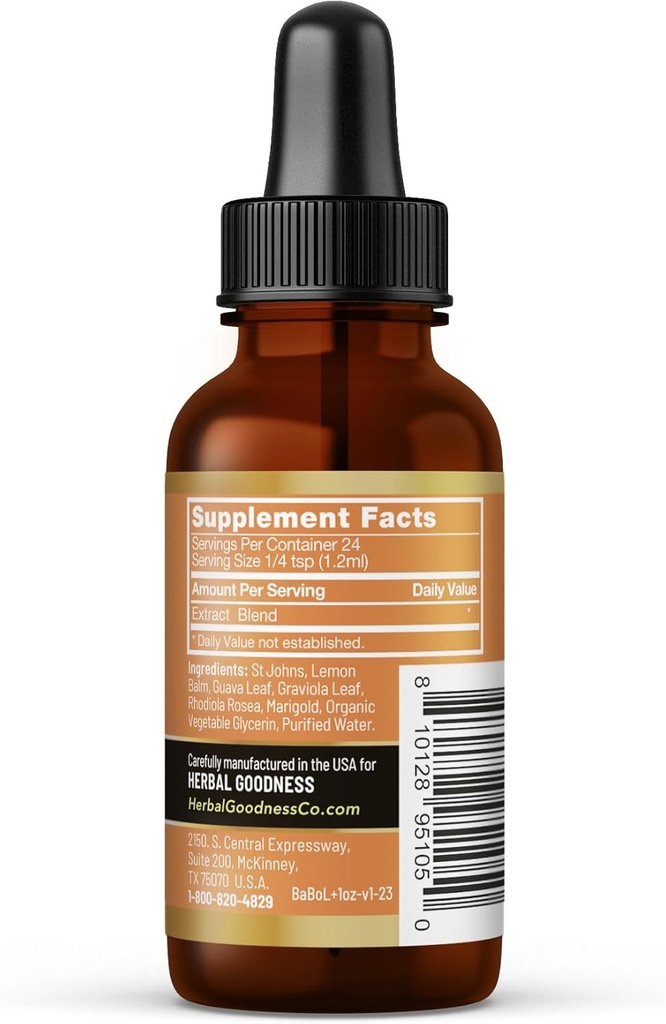 Herbal Goodness Balance Boss - Liquid Mood Support Supplement | Natural Calmness & Emotional Balance Aid | Stress & Energy Boost with Rhodiola Rosea | 1 oz Bottle 3