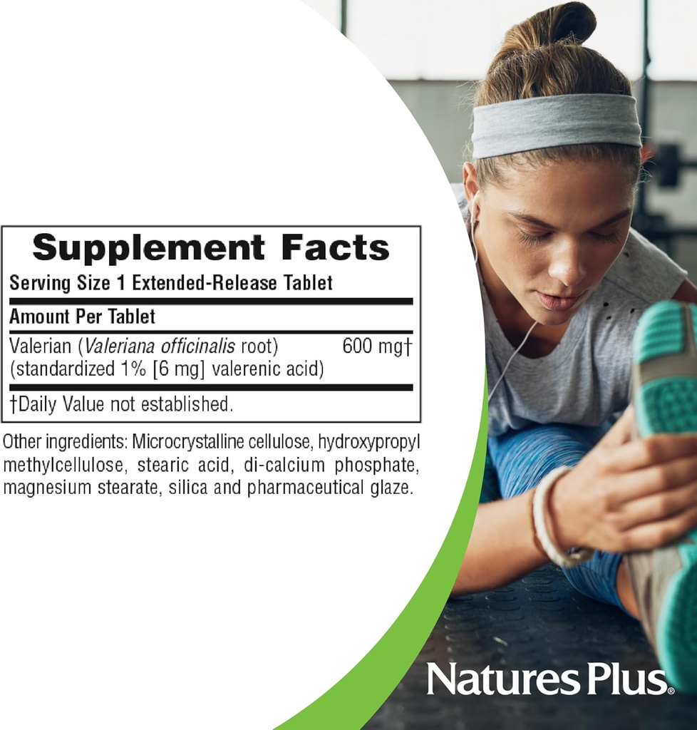 Natures Plus Herbal Actives Valerian Extended Release Tablets - 600 mg, 30 Vegan Tablets - Vegetarian, Gluten-Free - 30 Servings 5