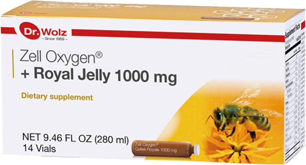 Dr. Wolz Zell Oxygen + Royal Jelly 1000 mg Supplement (14 Vials) Pure Bee Gold, Vitamin B, Biotin | Energy Metabolism Booster | Help Restore Healthy, Radiant Skin 2