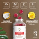 Vitamin B12 Gummy Energy Vitamins - Vitamin B12 Gummies for Adults 1000mcg W/Sodium - Energy Gummies That Support Bone Health W/Immune Support - 60 Raspberry Flavored Gummies 5