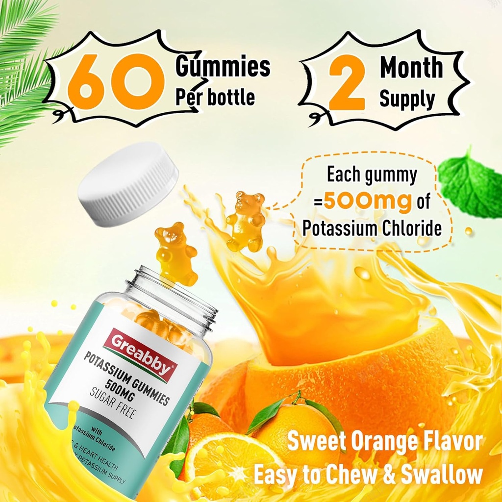 Potassium Gummies & Calcium Citrate Gummies, Sugar-Free, Potassium Chloride 500 mg, Calcium Citrate 1200 mg, Bone & Muscle Health 4