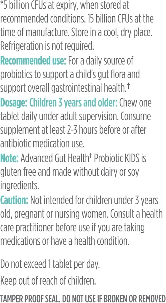 Genuine Health Kid's Daily Probiotic, Helps Promote Digestive Health & Immune Response, Multi-Strain Formula, Lemonade Flavor, 30 Chewable Tablets 5