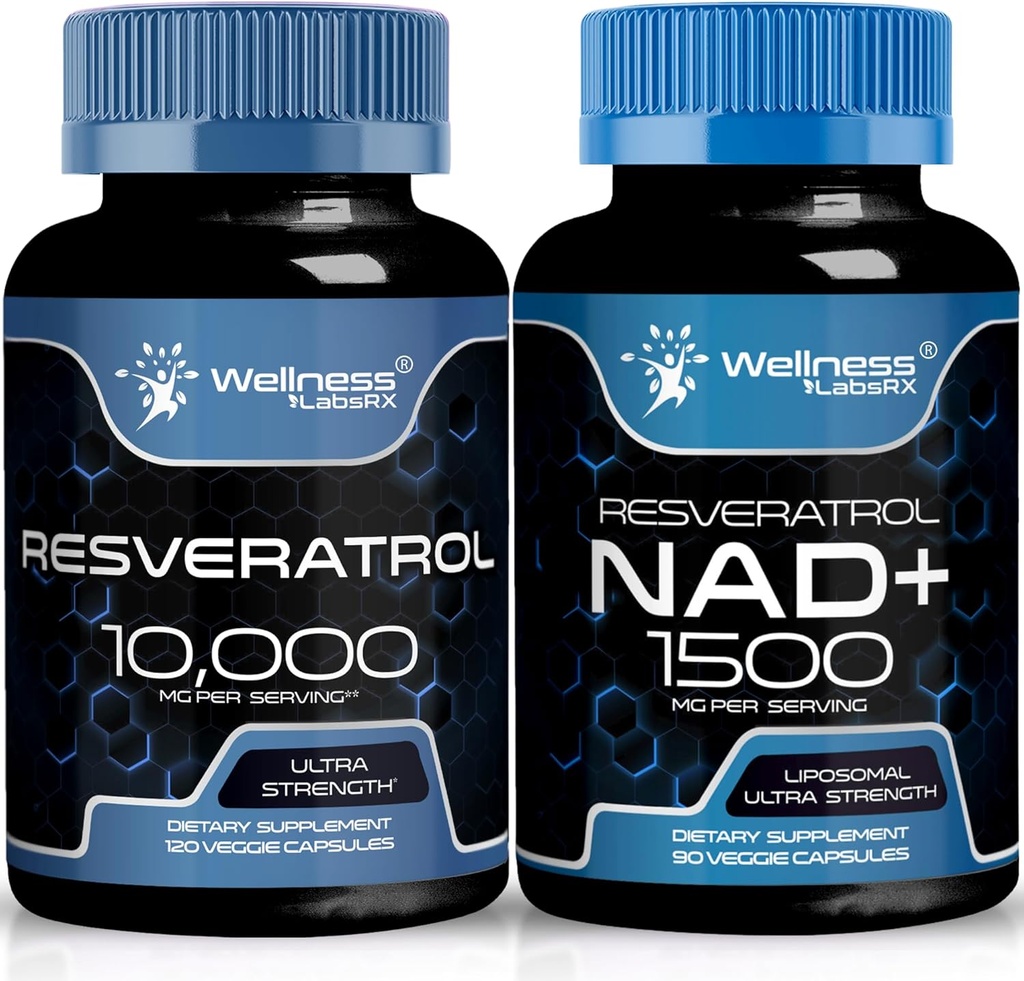 WELLNESS LABSRX Resveratrol Capsules 10000 - NAD+ Supplement Capsules 1500mg 2