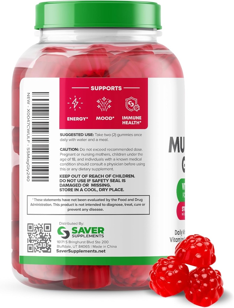 Sugar Free Multivitamin Gummies, 120 Gummies – Naturally Flavored and Sweetened Vitamin Gummy for Women and Kids – Strawberry Flavor 4