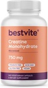 BESTVITE Creatine Monohydrate 750mg (240 Vegetarian Capsules) - Micronized - No Stearates - Vegan - Non GMO - No Gelatin - Gluten Free - Creatine Capsules 2