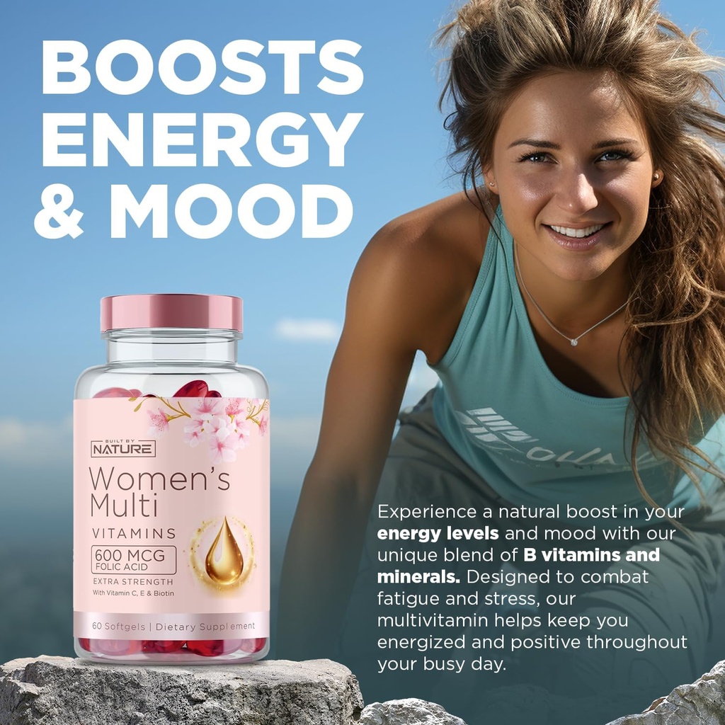 Built by Nature Vitamins for Women – Women's Complete Daily Multivitamin Supplement with A, B, C, D, E, Iron, Calcium, Magnesium and Multi Minerals – Wellness & Immune Health Support - 60 Softgels 6