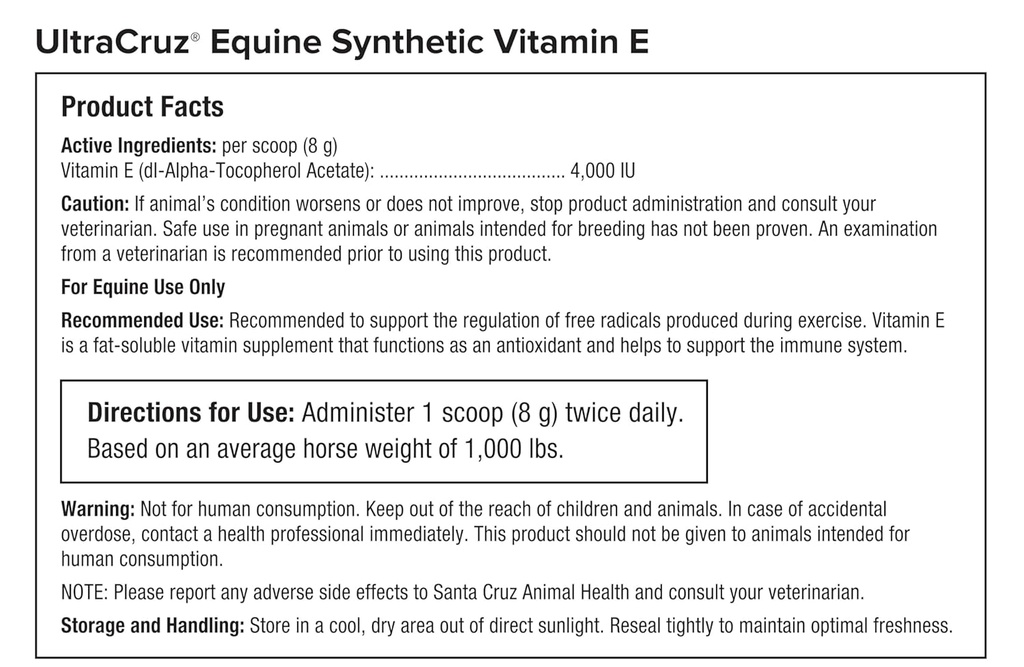 UltraCruz - sc-516051 Equine Synthetic Vitamin E Supplement for Horses, 1 lb, Powder (28 Day Supply) 6