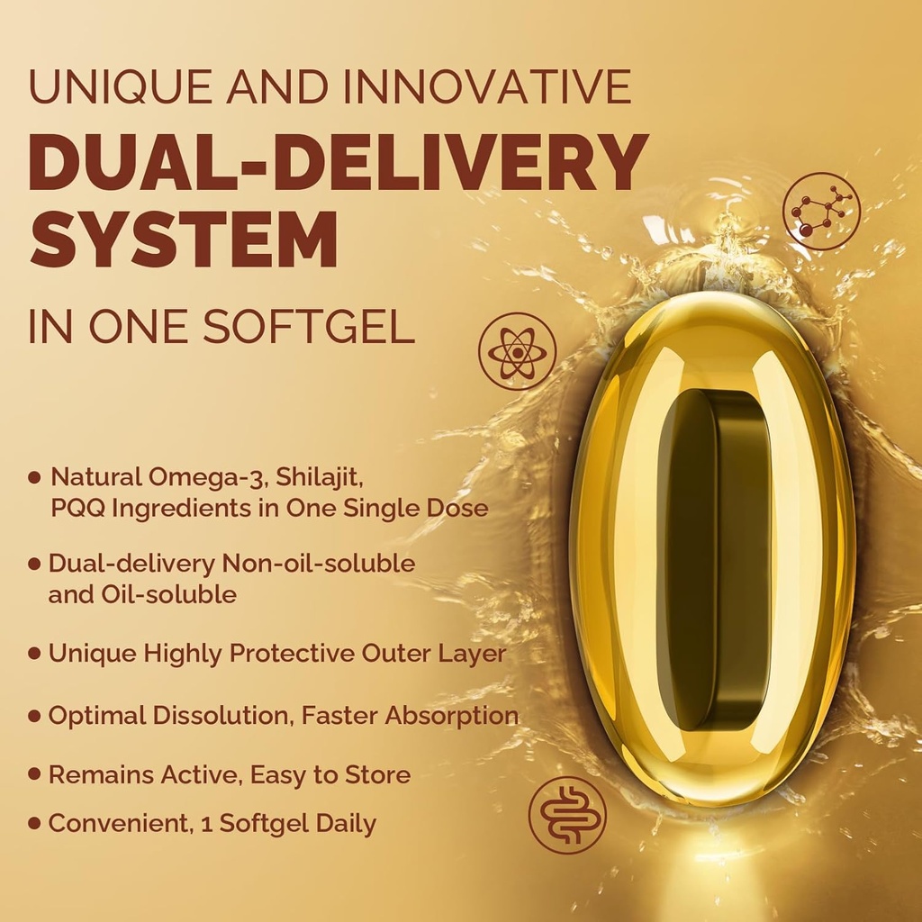 Ubiquinol CoQ10 600 MG Softgels with Omega-3 & Shilajit & PQQ, Advanced Dual-Delivery Coenzyme-Q10, Active CoQ10 Ubiquinol Supplement for Fertility, Antioxidant, Heart, Brain & Energy, 120 Servings 4