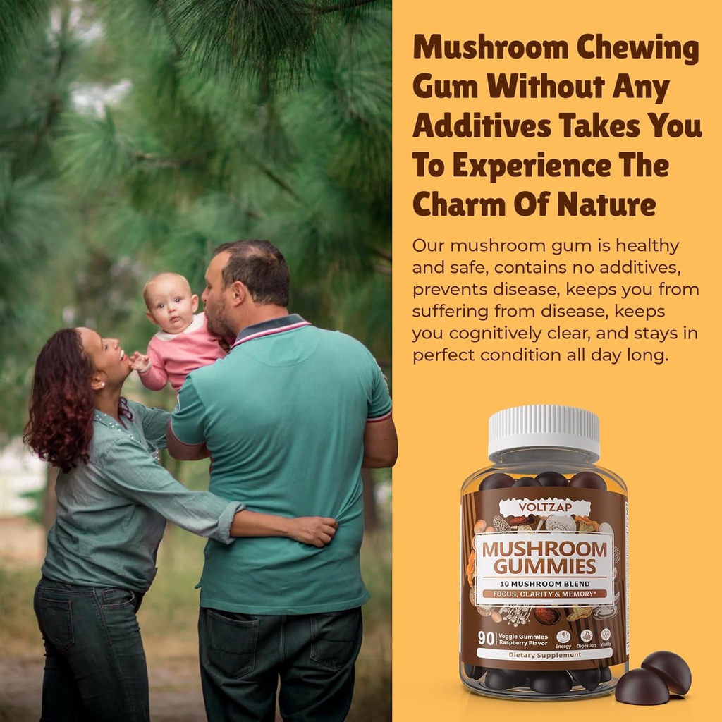 Mushroom Gummies 10 Blend - Mushroom Complex All-in-One Daily Mushroom Supplement Gummy with Chaga, Lions Mane, Reishi, Cordyceps - 90 Gummies 6