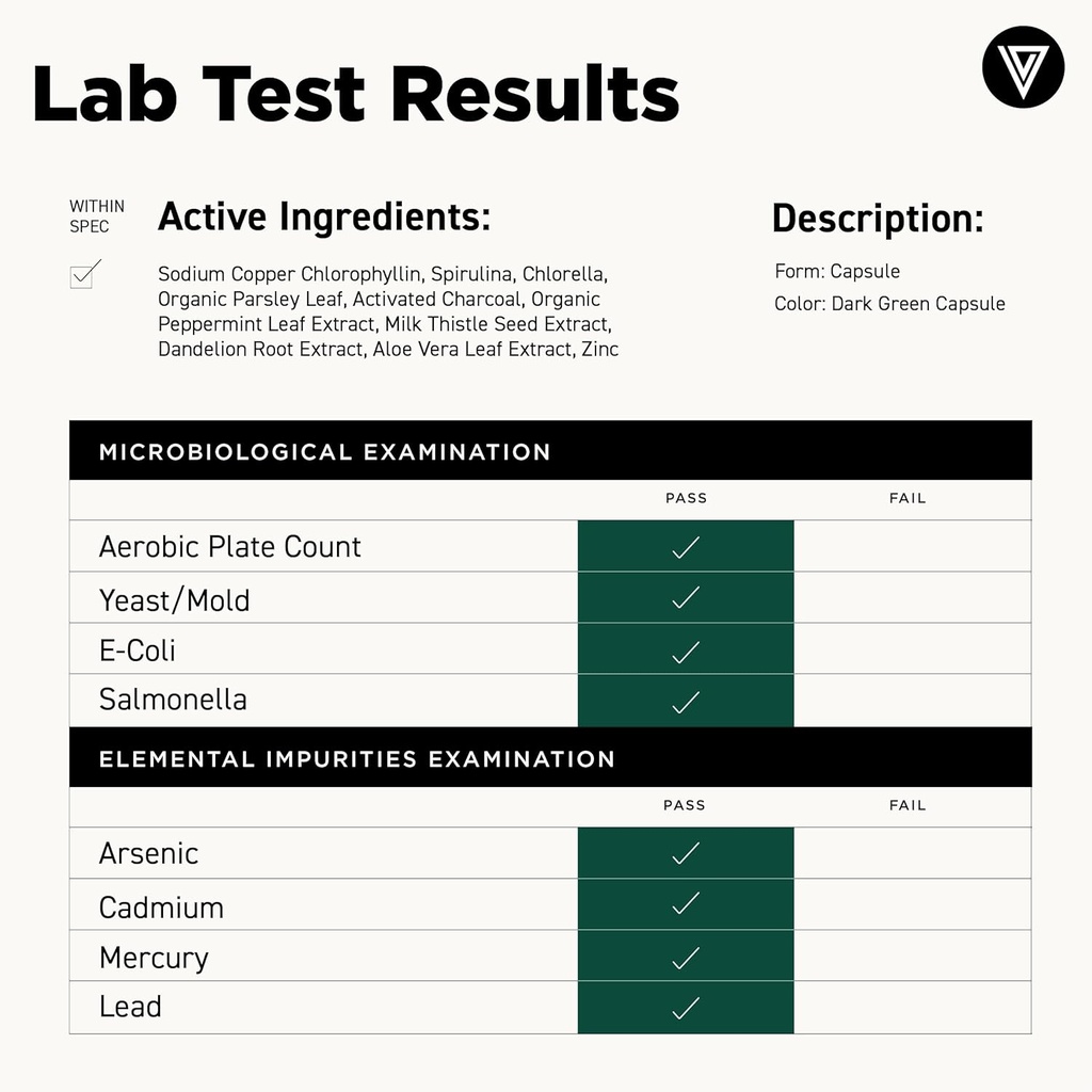 Vital Vitamins Chlorophyll Pills - Body Deodorizing Supplement - Made with Spirulina, Chlorella, Organic Parsley, Mint, & Activated Charcoal - Defeat Odor Naturally - for Women & Men - 60 Capsules 4
