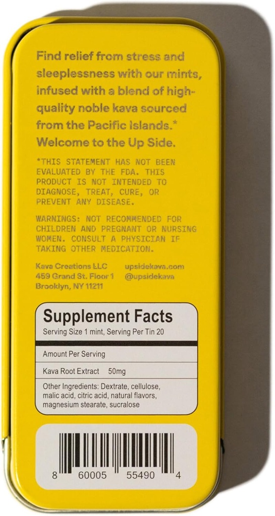 Up Side Kava Chill Pills, Kava Kava Candy Moon Mint Flavor, Natural Supplement for Calm & Stress Support, 6 Pack 20 Mints 3