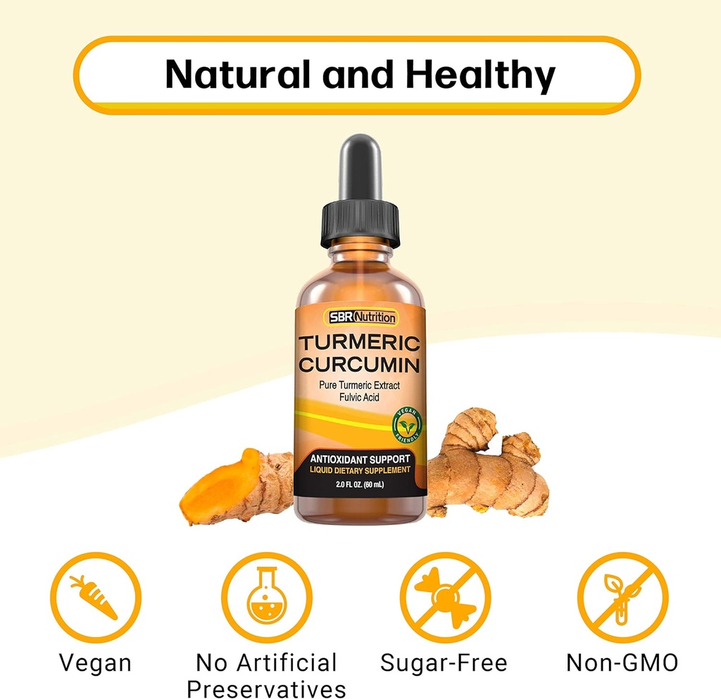 Max Absorption Liquid Turmeric Curcumin Drops | for Joint, Back, Ache, Digestion Support | Liposomal Organic Turmeric Root Extract with Fulvic Acid | Vegan, Non-GMO, Made in USA 4