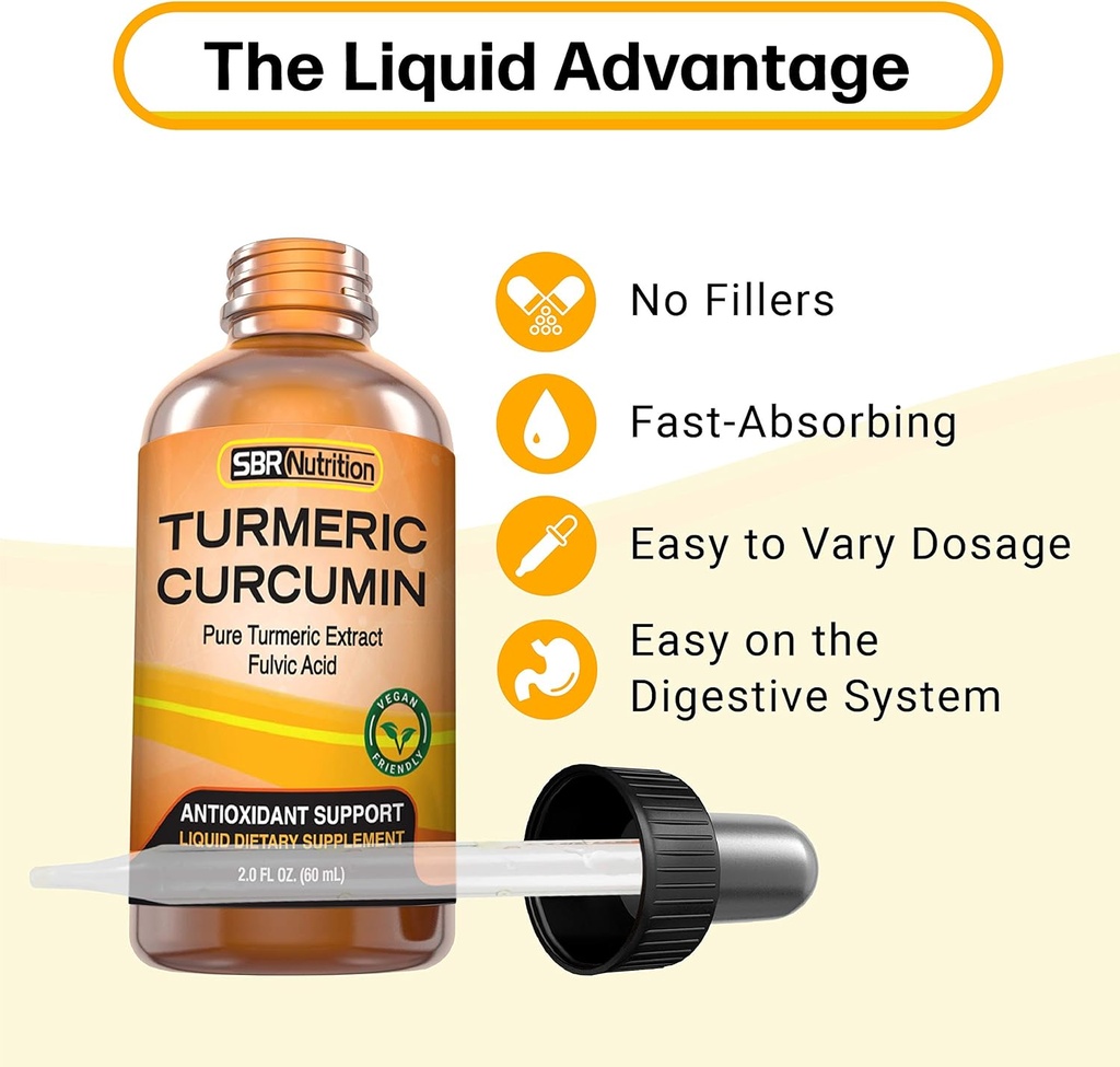 Max Absorption Liquid Turmeric Curcumin Drops | for Joint, Back, Ache, Digestion Support | Liposomal Organic Turmeric Root Extract with Fulvic Acid | Vegan, Non-GMO, Made in USA 5