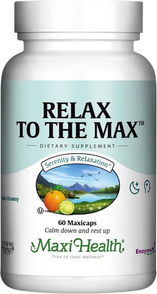 Maxi Health - Relax to The Max Stress Relief Formula (60 Count) Capsules with Vitamin C, Calcium, L-Theanine, L-Taurine & Amino Acids - All Natural Calming & Relaxation Supplements 2