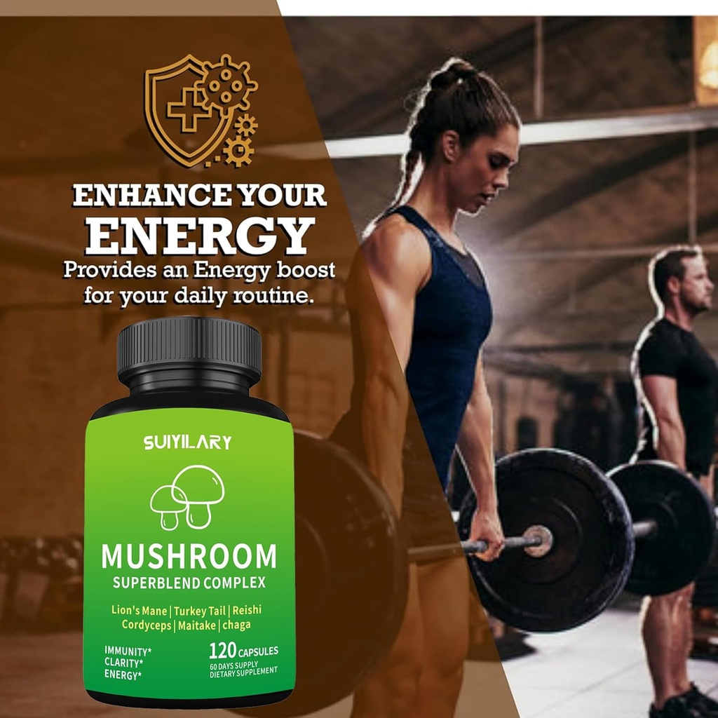 Mushroom Supplement Capsules, Mushrooms Complex, Lions Mane, Cordyceps, Chaga, Reishi, Turkey Tail, Maitake, Brain Supplements for Memory and Focus, 2 Month Supply 5