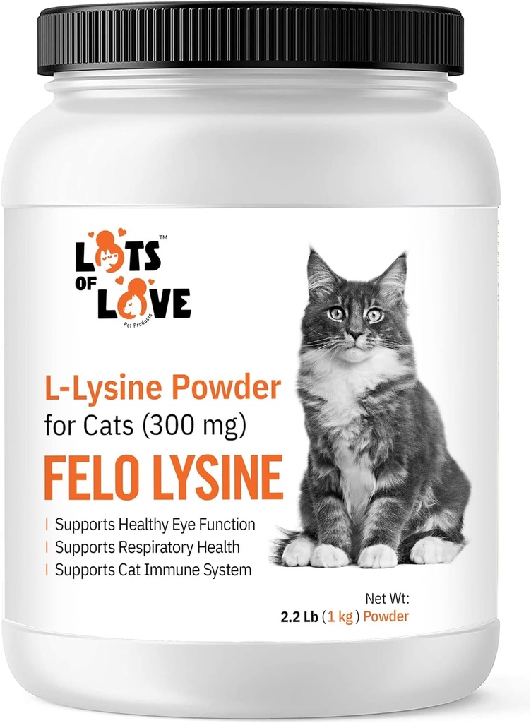 FELO LYSINE - L-Lysine Powder for Cats 300 mg (Thomas Pet Earlier), 1 Kg or 2.2 lb 2