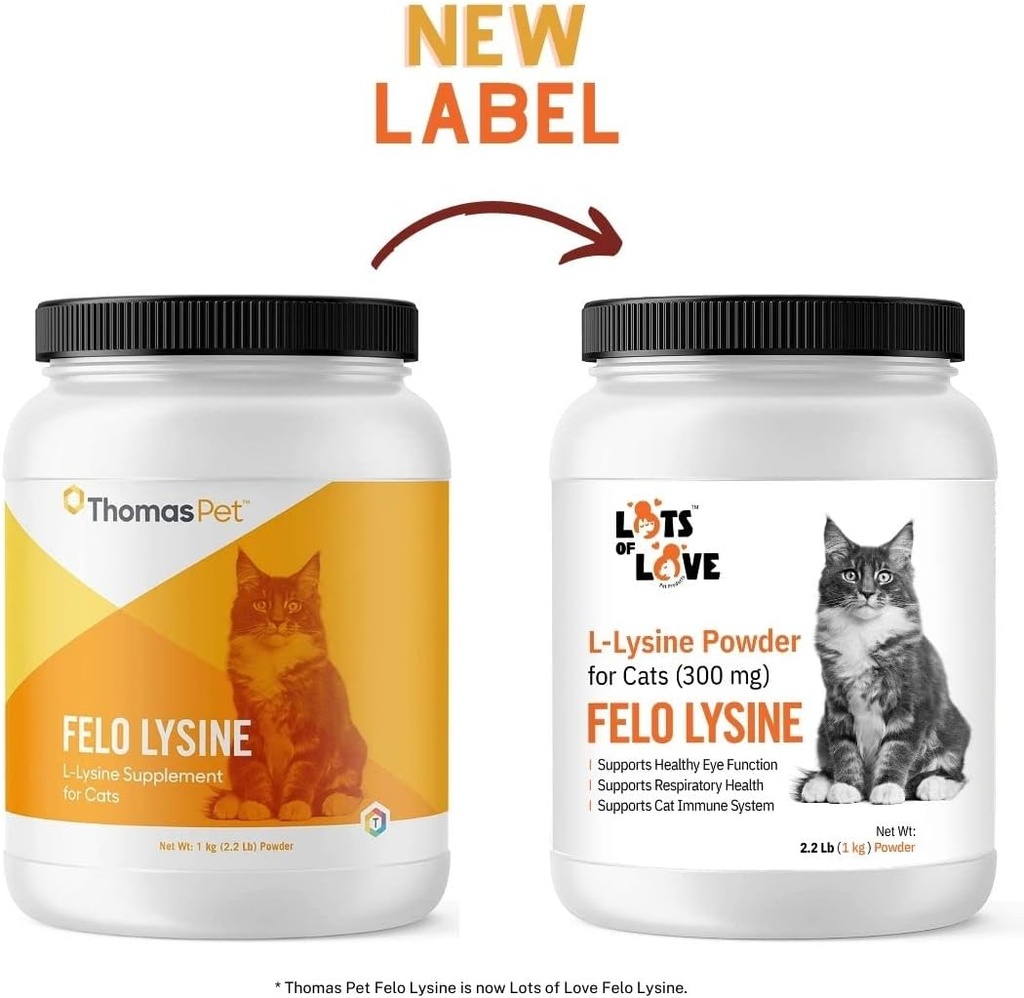 FELO LYSINE - L-Lysine Powder for Cats 300 mg (Thomas Pet Earlier), 1 Kg or 2.2 lb 3