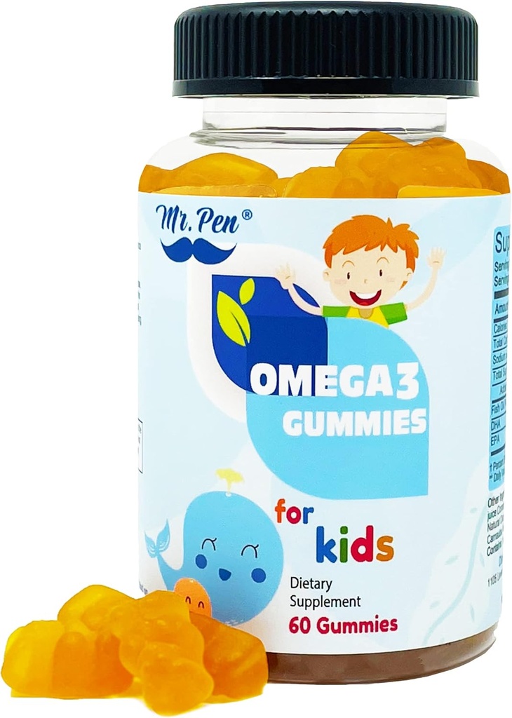 60 Gummies | 2 Months Supplies | Tasty Orange Flavor | 4+ Years | Omega-3 with EPA & DHA, Omega 3 for Kids, Omega 3 Gummies, Fish Oil Gummies, Omega-3 Fatty Acids Gummies 2