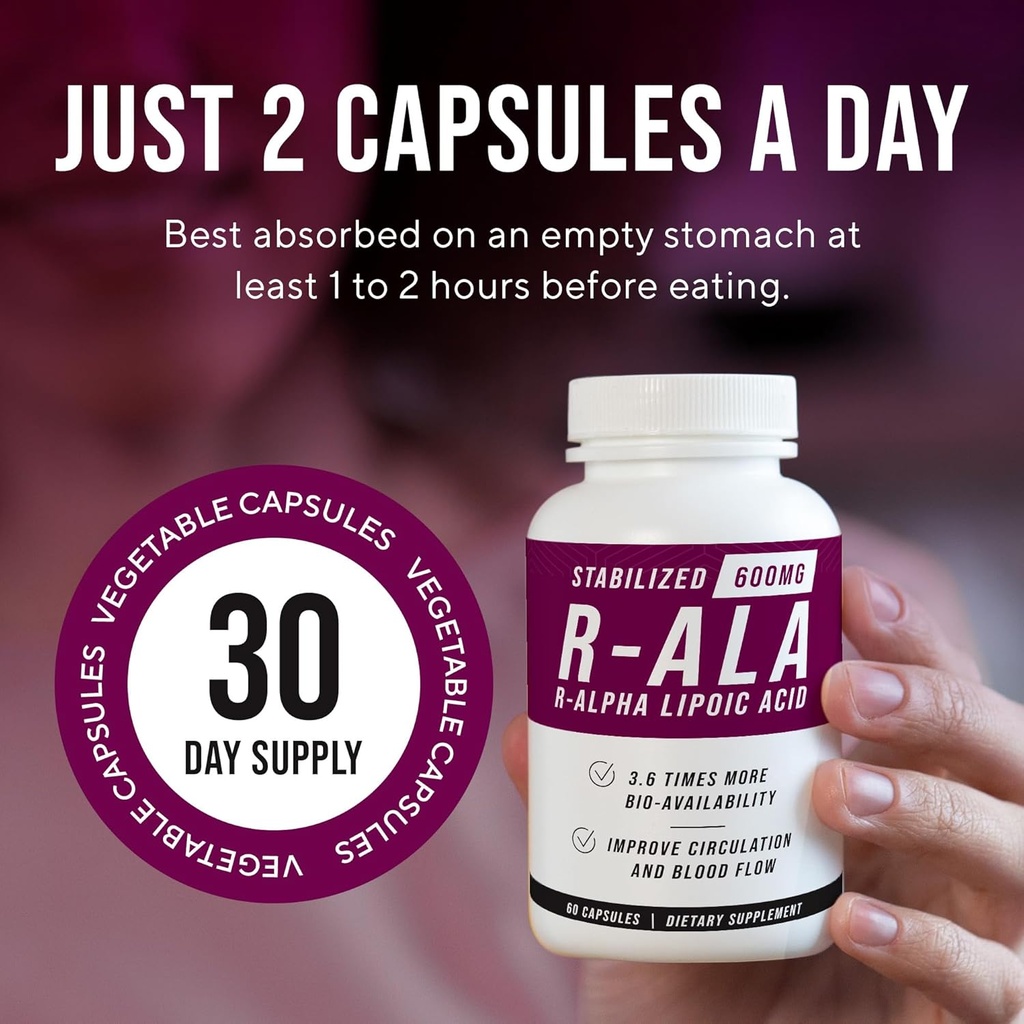 NERVE RENEW R-ALA Stabilized R Alpha Lipoic Acid 600mg Nerve Support Supplement 3 Pack 6