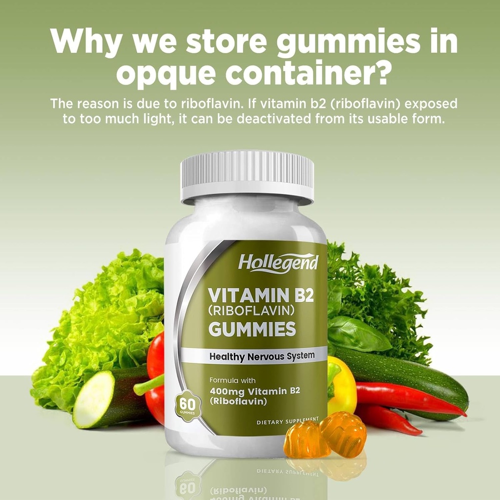 Vitamin B2 Gummies Riboflavin 400mg, B2 Vitamin Chewable Supplement, Vegan, Non GMO, Orange Flavor, 60 Count 4